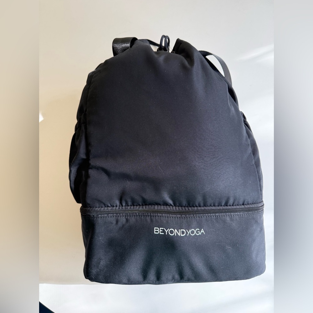 Beyond Yoga Black Minimalist Zip-Front Backpack